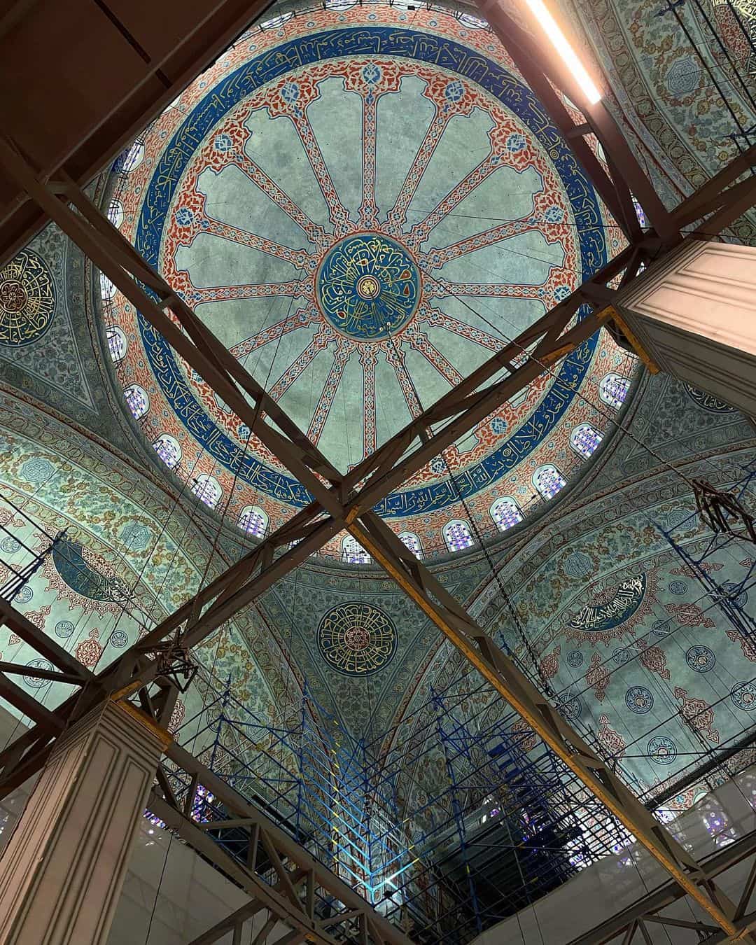 A close-up view of the Blue Mosque's dome