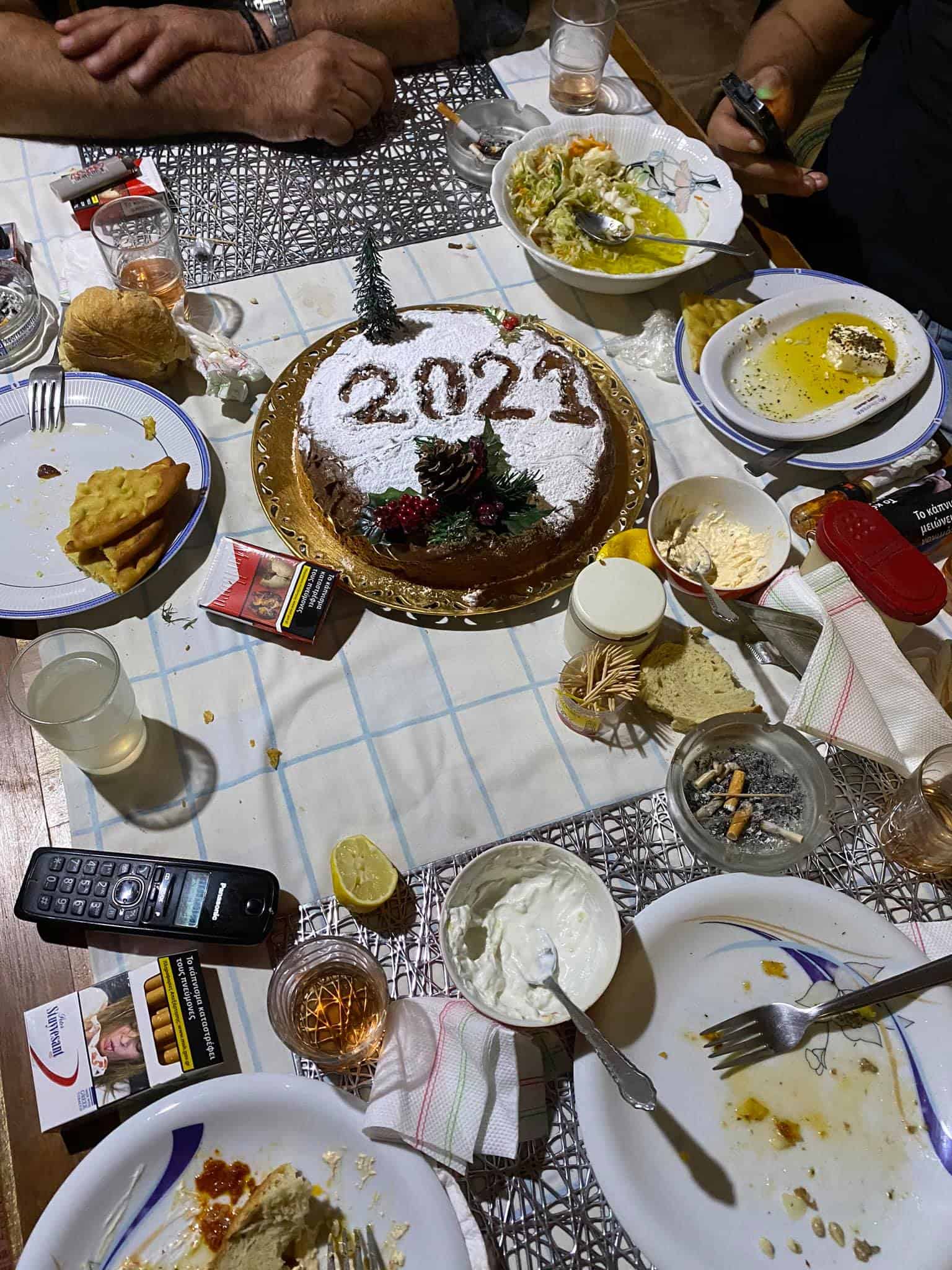 A vibrant cake displayed on a table