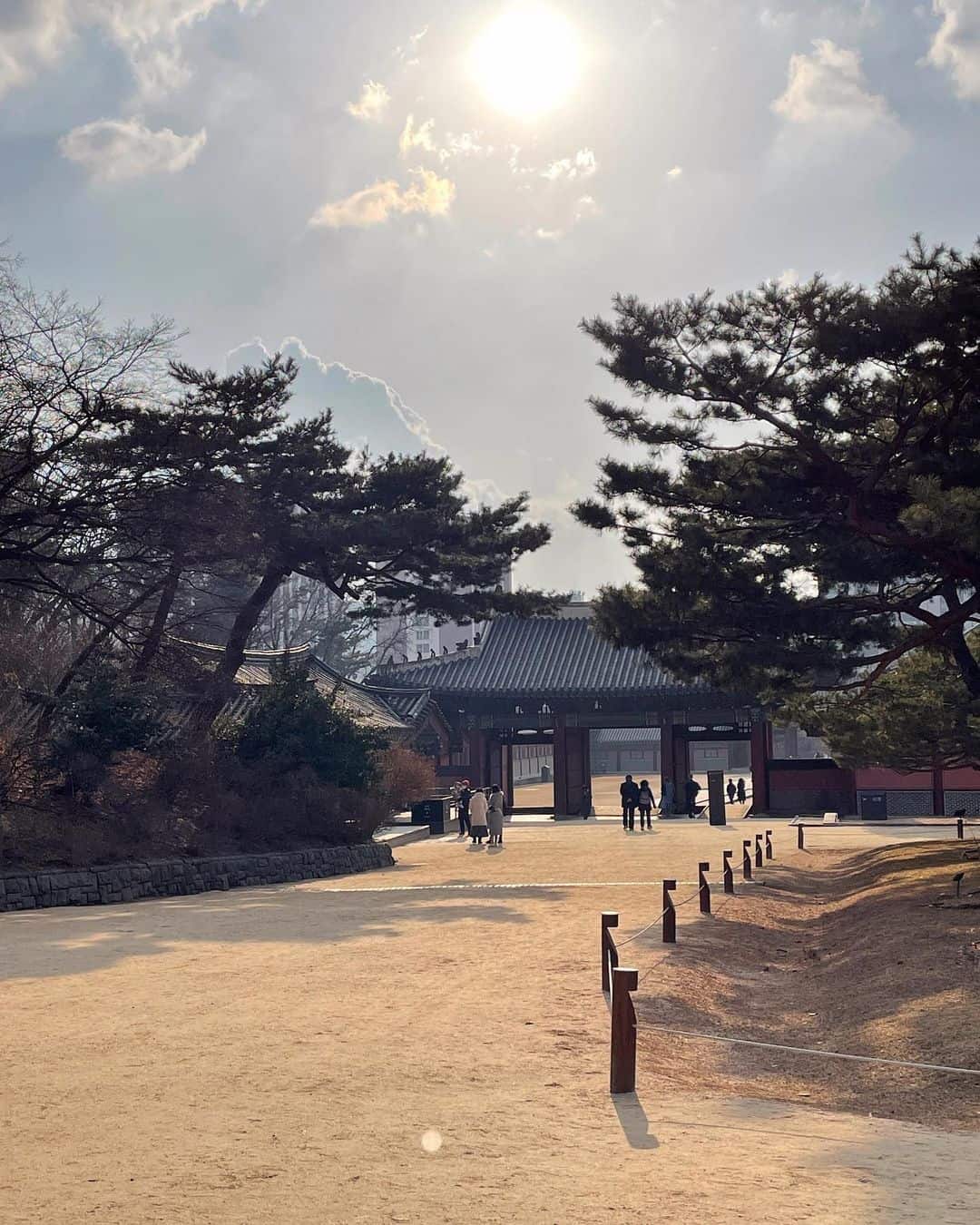 Sunlight streams over a park in Korea