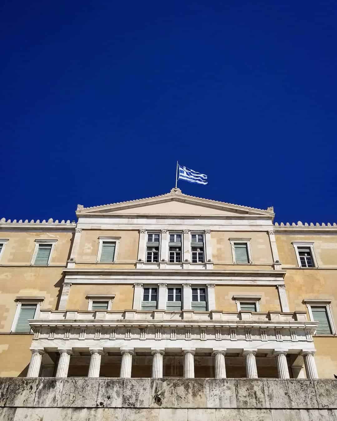 The Greek Parliament building in Athens, Greece