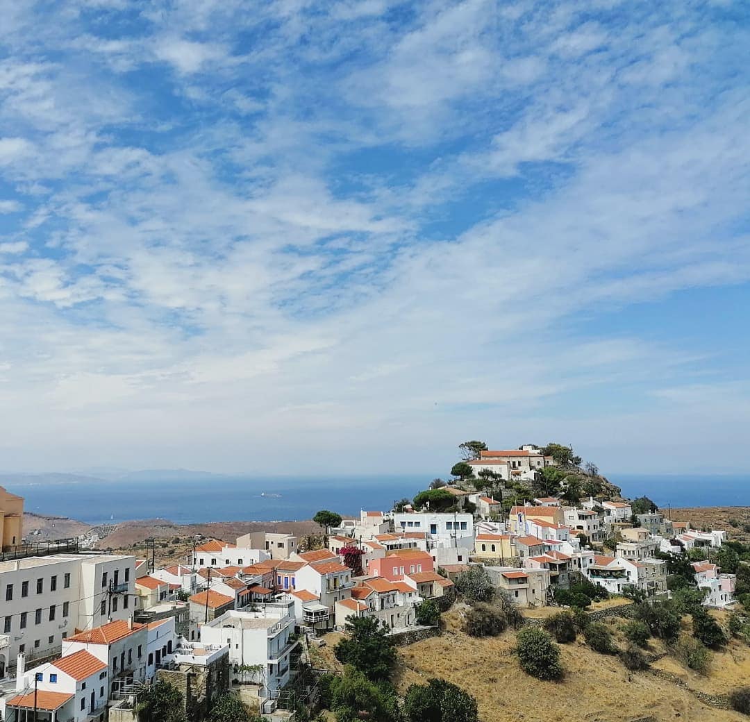 A panoramic view of Kalymnos town from a hilltop