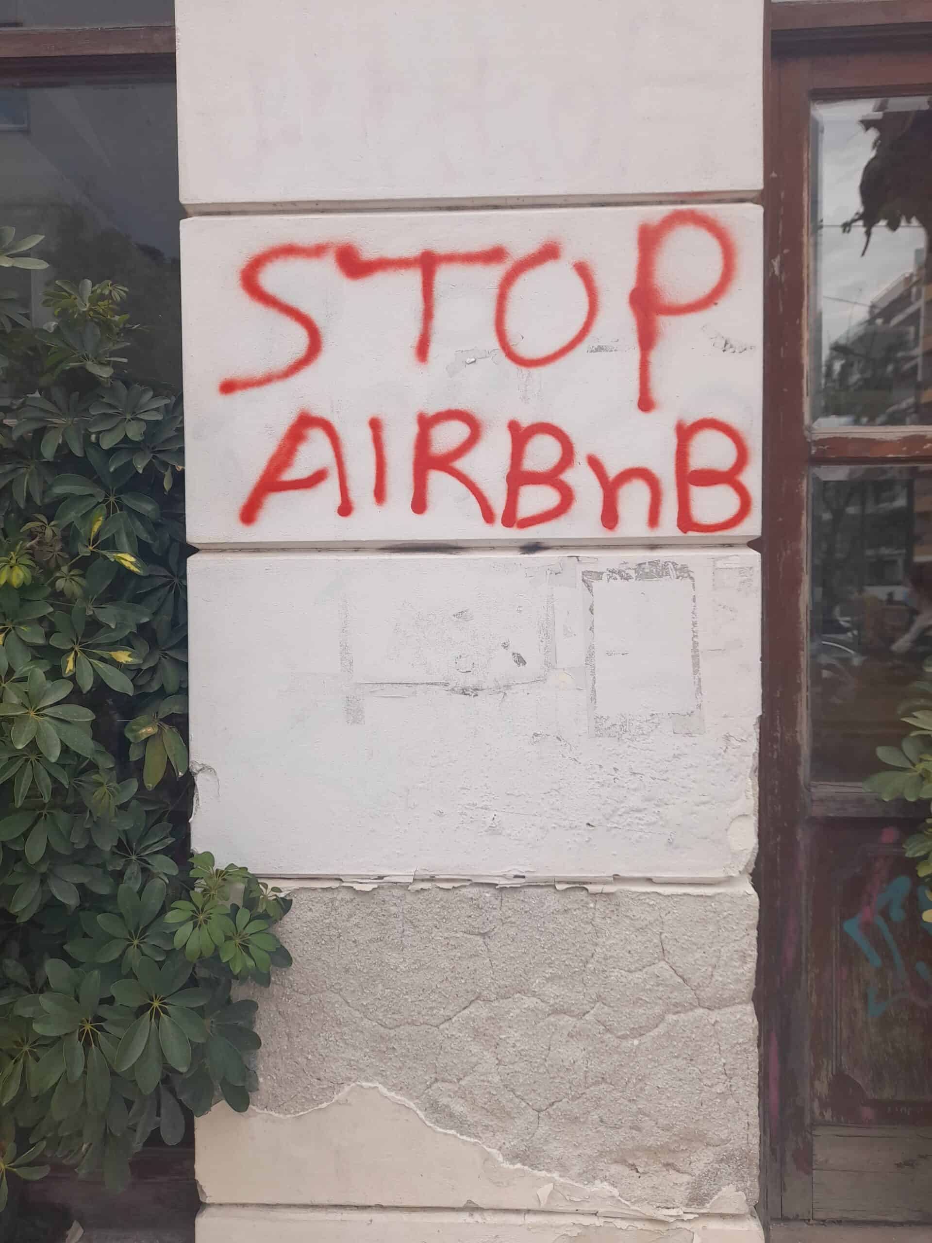 Vandal that says "Stop AirBnB"