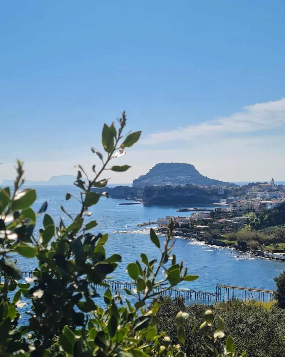 Scenic vista from a hill, revealing the expansive sea below