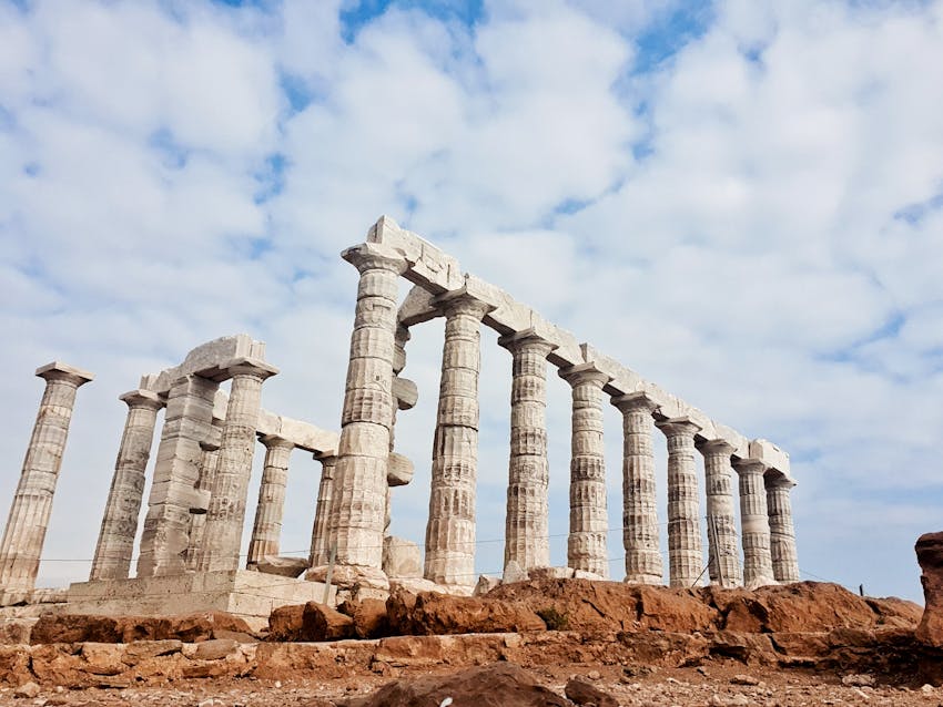 A view of the Temple of Poseidon in Greece