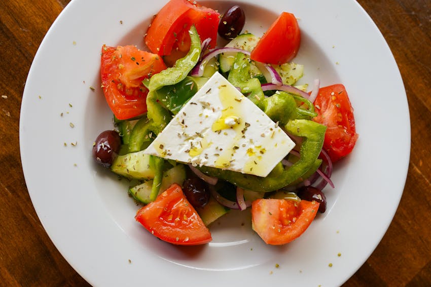 Top view of a Salad on White Plate