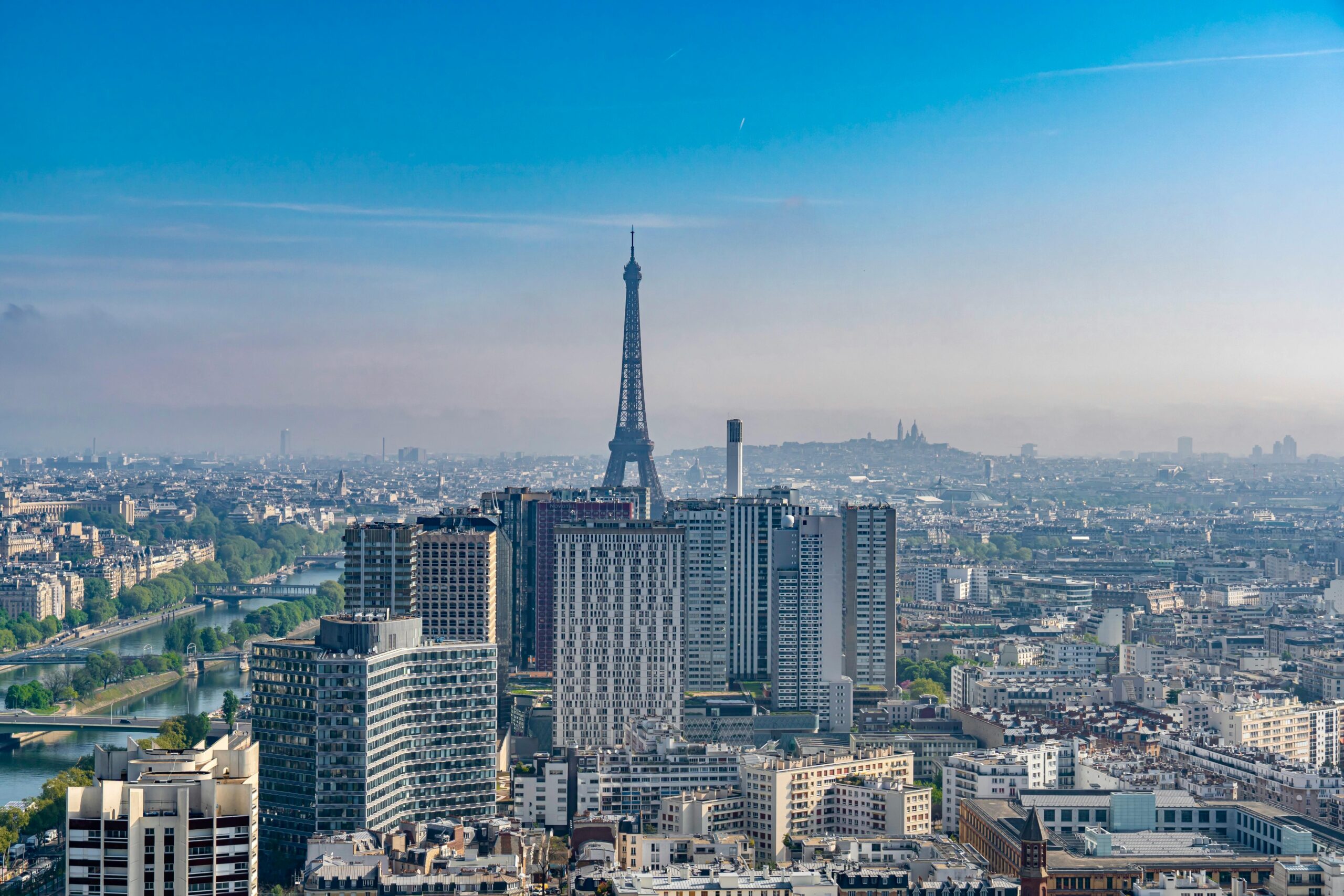 Aerial view of the Eiffel Tower