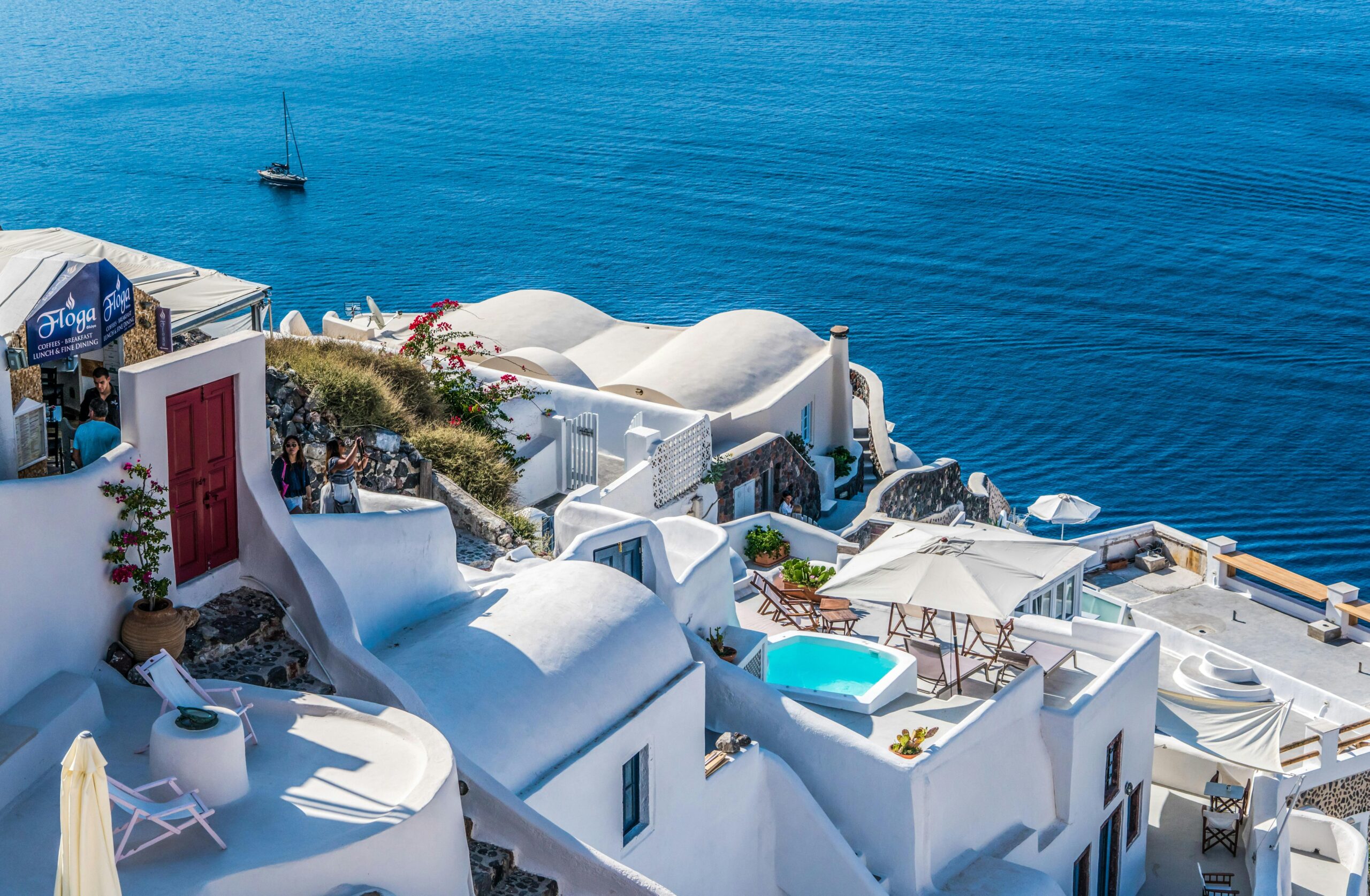 A panoramic view from a white building's rooftop