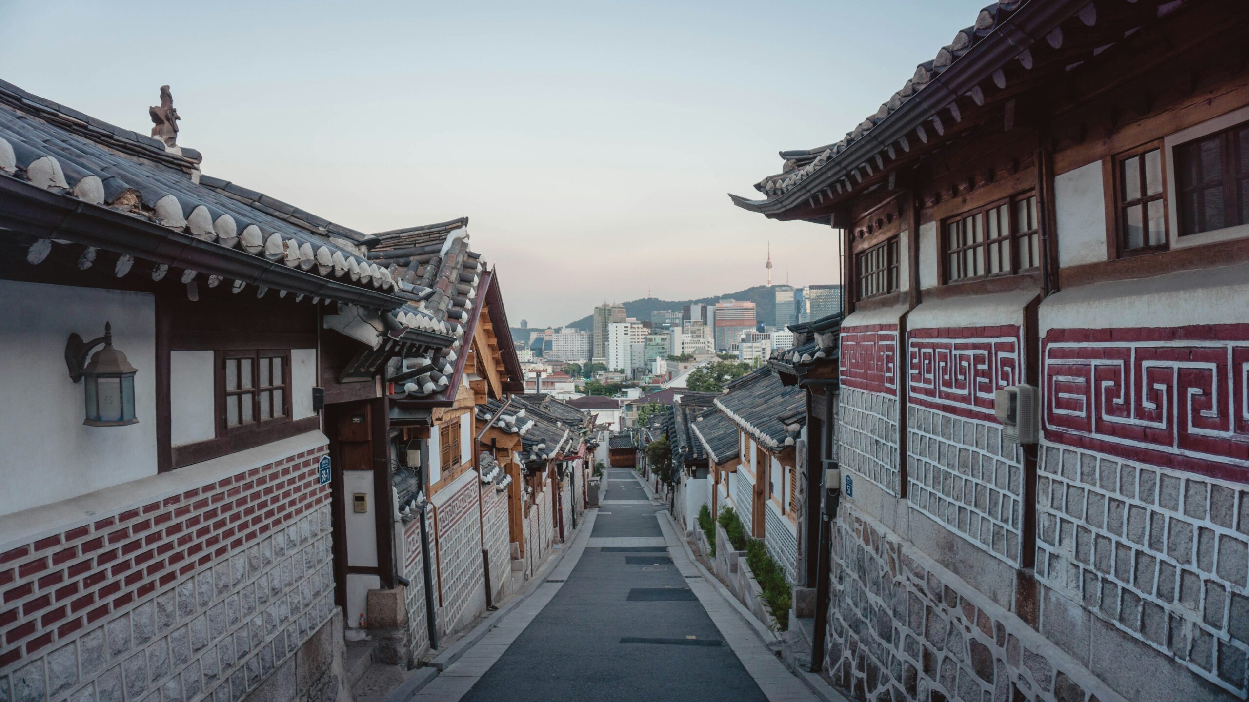 empty street between houses in korea