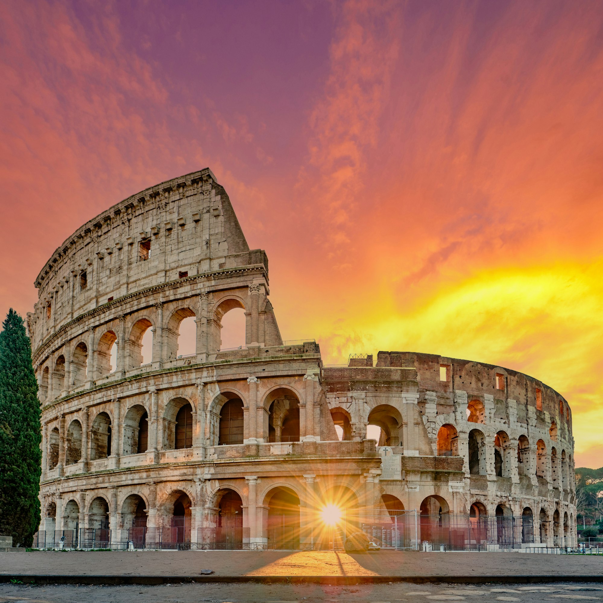 Colosseum at sunrise in Rome