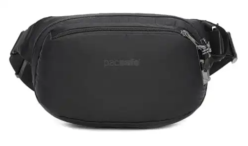 Pacsafe Vibe 100 4 Liter Anti Theft Fanny Pack-Fits 7 inch Tablet Waist, Black