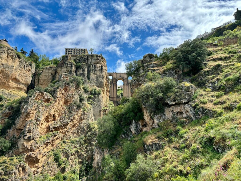 Puente Nuevo bridge spans the dramatic gorge in Ronda, Spain, showcasing historic architecture and breathtaking views