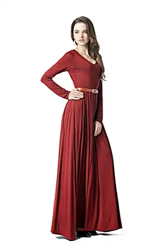 Charm Your Prince Women's Designer Round Neck Long Sleeve Maxi Dress