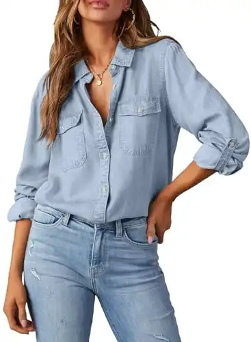 Astylish Womens Denim Button Up