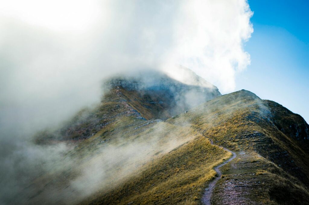 Serene misty mountain landscape