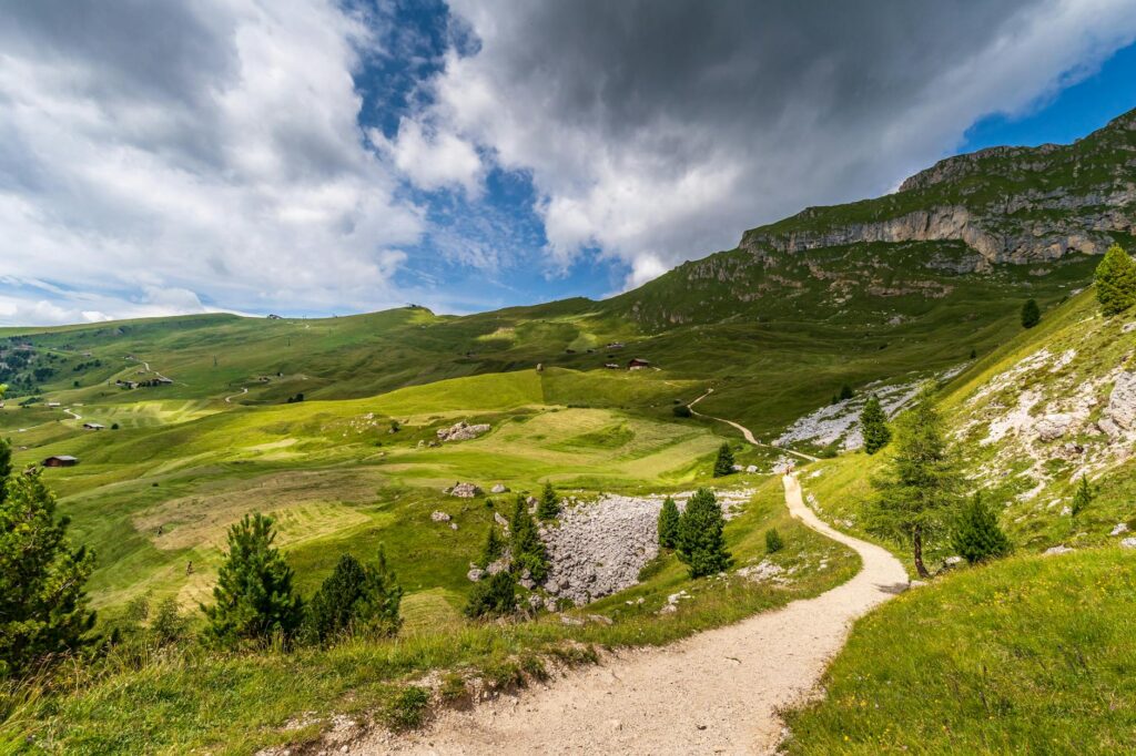 Winding path through hills