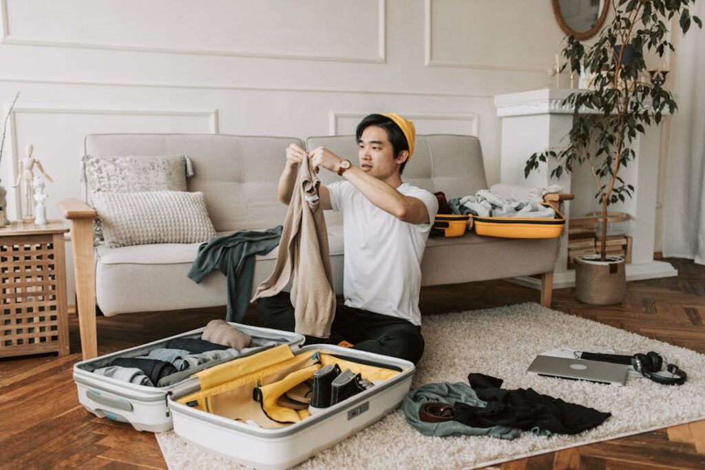 a man packing for a travel