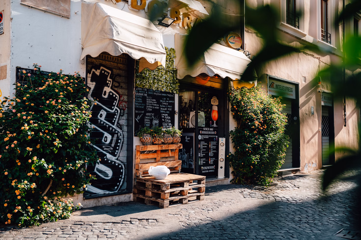 a neighborhood cafe in Rome