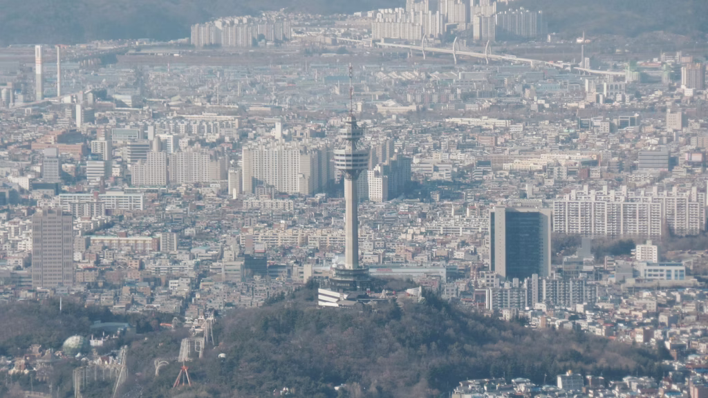 an aerial view of Daegu in South Korea