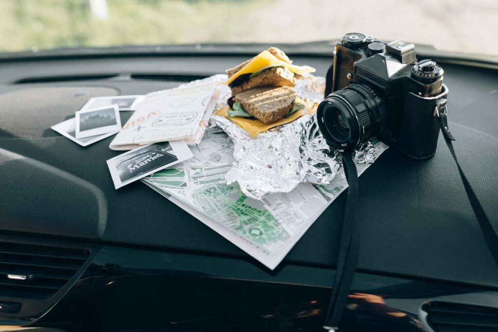 camera with map inside car