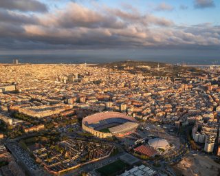 Aerial view of Camp Nou FC Barcelona football Stadium in Barcelona