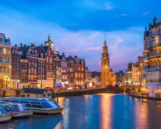 Amsterdam, Netherlands Cityscape on the Canals at Twilight