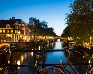 Canals at night, Jordaan, Amsterdam, Netherlands