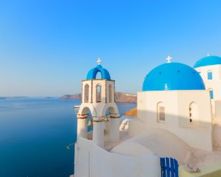 dome church in Santorini Greece