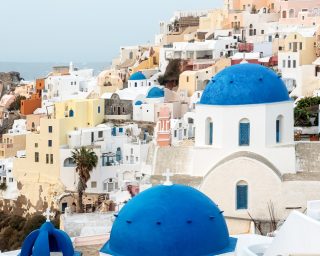 Oia Village On Santorini Island at sunrise, Greece