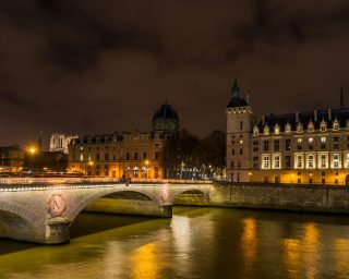 Paris riverside at night