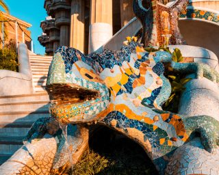 Park Guell Architecture Details by Antonio Gaudi, Barcelona, Spain