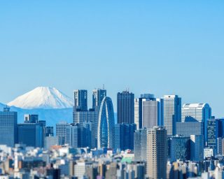 Shinjuku and Mt. Fuji in Japan in November 2019