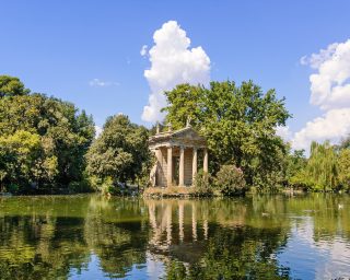 Temple of Aesculapius on the lake of Villa Borghese, Rome