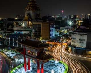 The Chinatown Gate at the entrance of Chinatown in Bangkok.