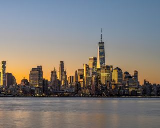 The skyline of downtown Manhattan