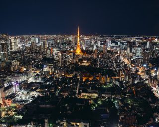 Tokyo skyline and buildings from above, view of the Tokyo tower