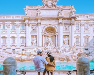 Trevi Fountain, Rome, Italy. City trip Rome couple on city trip in Rome